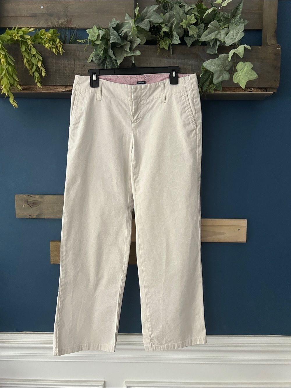 GAP Cream Straight-Leg  Stretch Cotton Pants 6R. EUC
